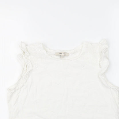 Womens UK Size S Oasis White Basic Tank