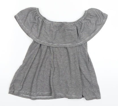 Candy Girls Black Striped  Basic Blouse Size 9 Years