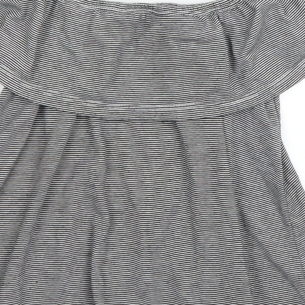 Candy Girls Black Striped  Basic Blouse Size 9 Years
