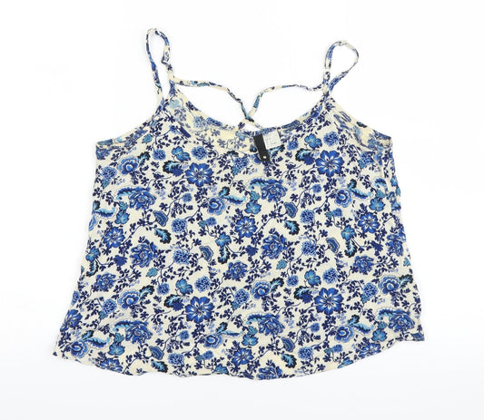 Divided by H&M Womens Blue Floral  Basic Tank Size 6