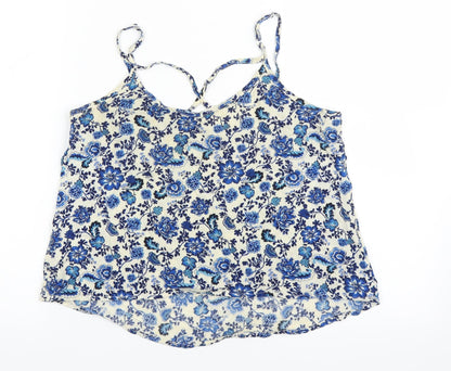 Divided by H&M Womens Blue Floral  Basic Tank Size 6