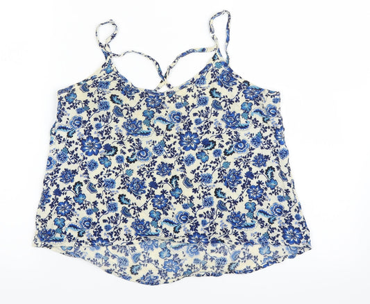 Divided by H&M Womens Blue Floral  Basic Tank Size 6