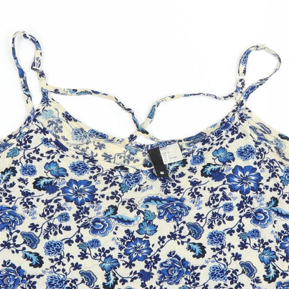 Divided by H&M Womens Blue Floral  Basic Tank Size 6