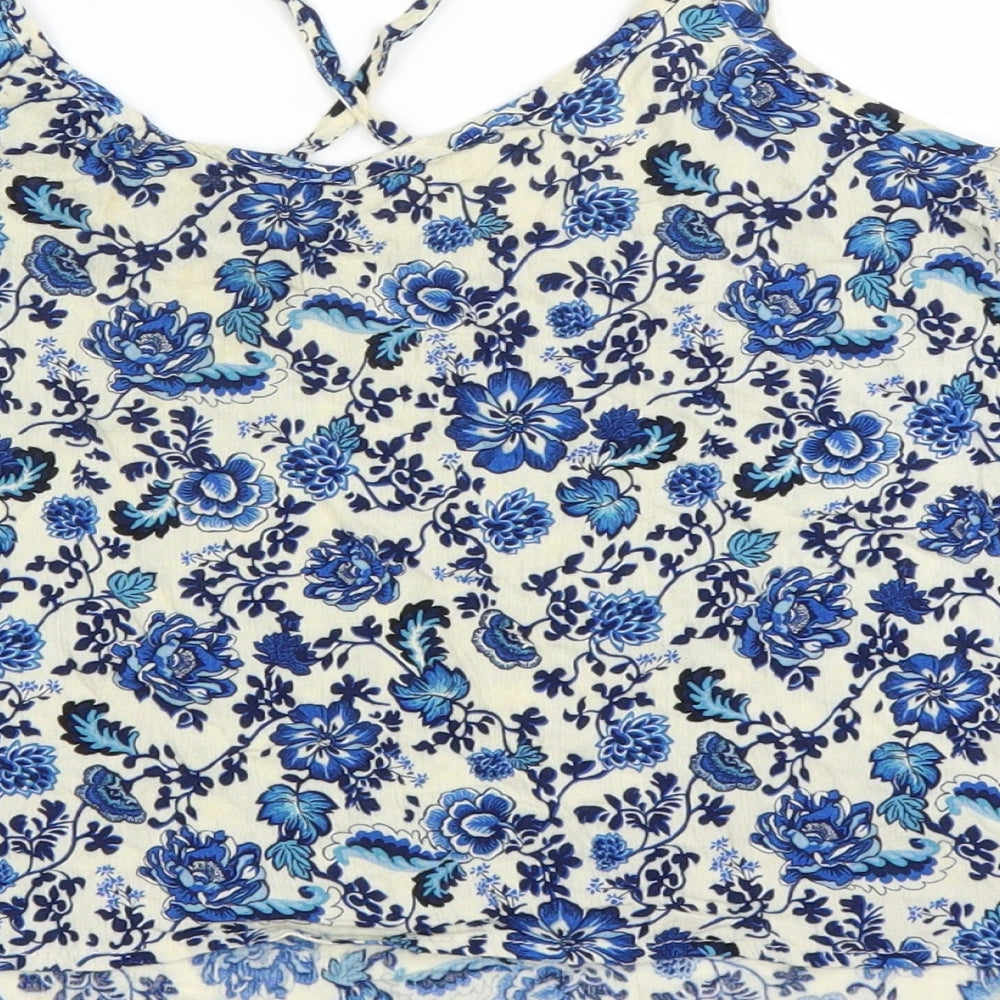 Divided by H&M Womens Blue Floral  Basic Tank Size 6