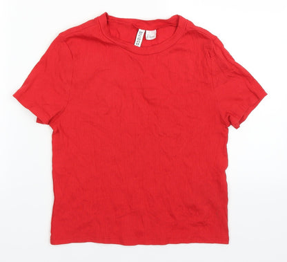 Divided by H&M Womens Red   Cropped T-Shirt Size L