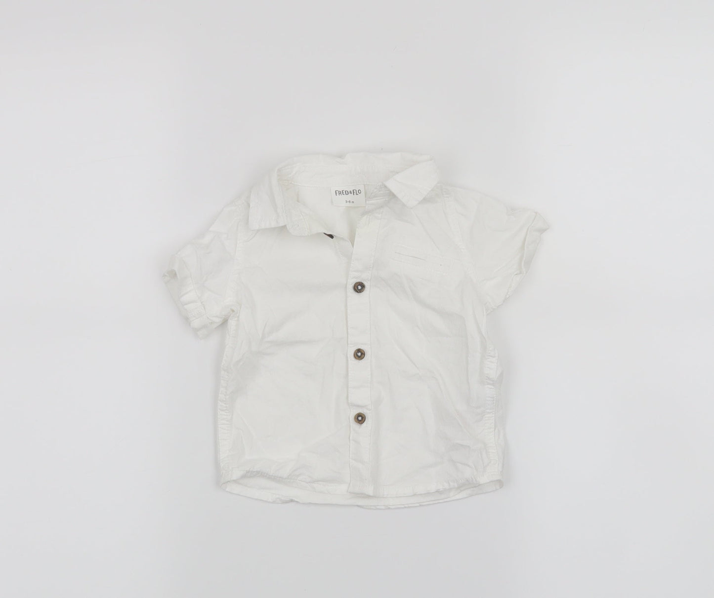 Fred & Flo Boys White   Basic Button-Up Size 3-6 Months