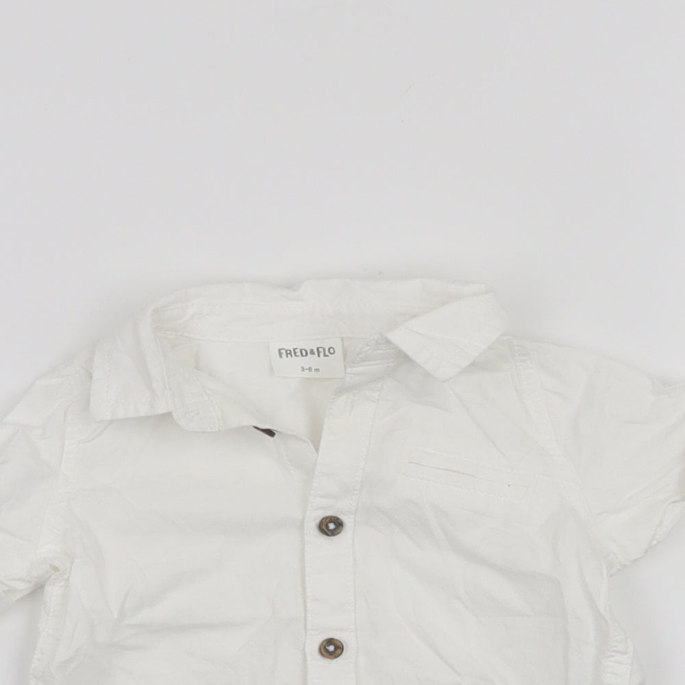 Fred & Flo Boys White   Basic Button-Up Size 3-6 Months