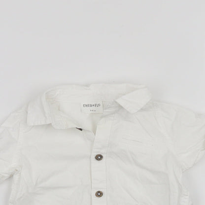 Fred & Flo Boys White   Basic Button-Up Size 3-6 Months