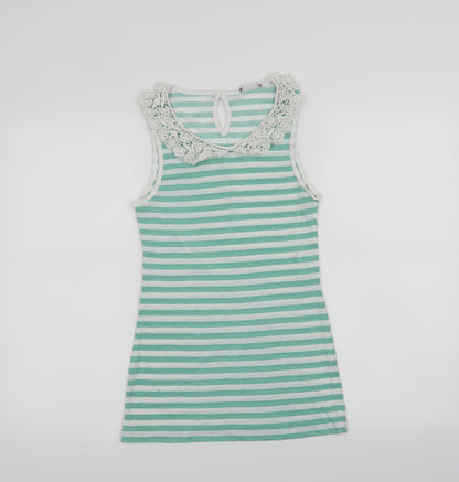 Clockhouse Womens Green Striped  Basic Tank Size M