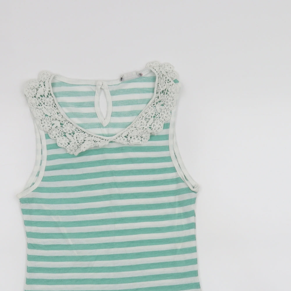 Clockhouse Womens Green Striped  Basic Tank Size M
