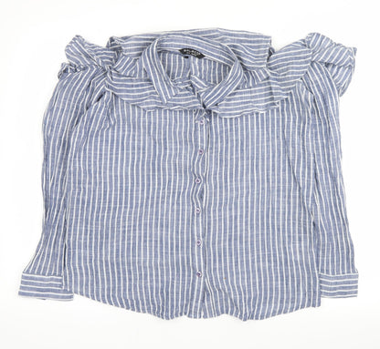 Womens UK Size 14 Select Blue Basic Button-Up