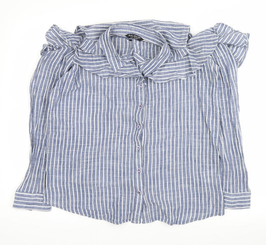 Womens UK Size 14 Select Blue Basic Button-Up