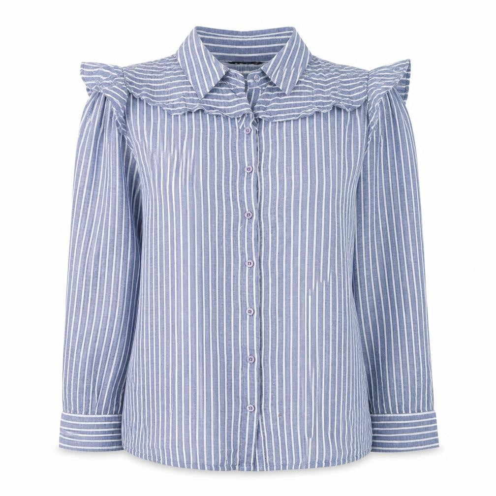 Womens UK Size 14 Select Blue Basic Button-Up