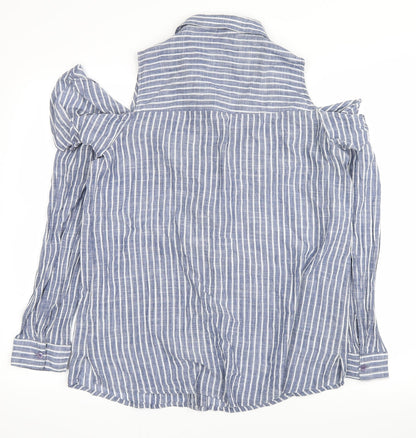 Womens UK Size 14 Select Blue Basic Button-Up