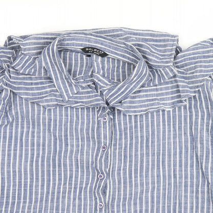 Womens UK Size 14 Select Blue Basic Button-Up