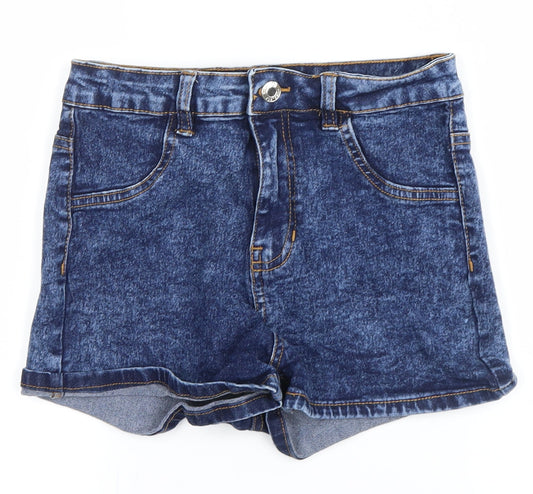 Select Womens Blue  Denim Hot Pants Shorts Size 8