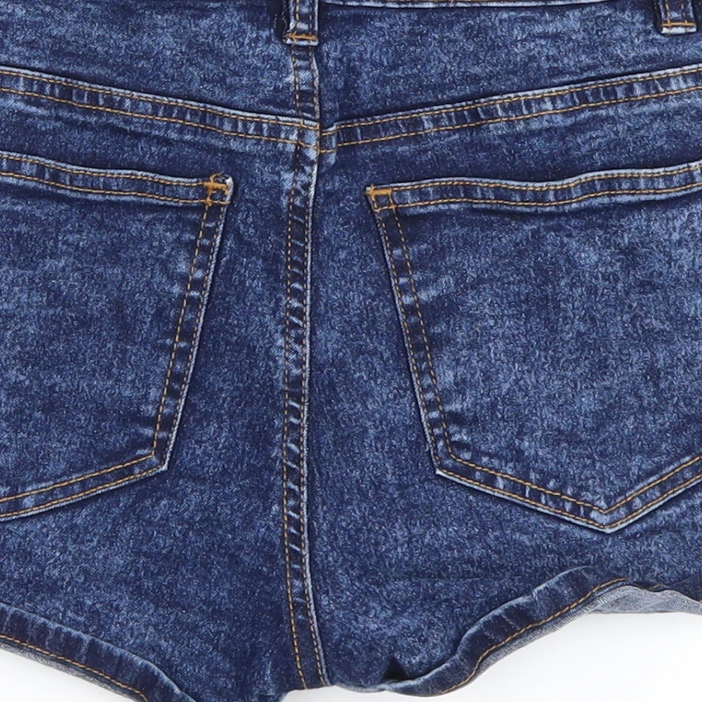 Select Womens Blue  Denim Hot Pants Shorts Size 8