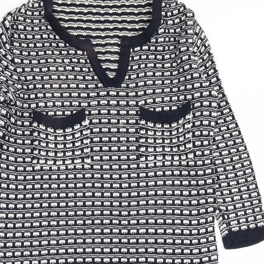 Marks and Spencer Womens Blue Fair Isle  Jumper Dress  Size 8