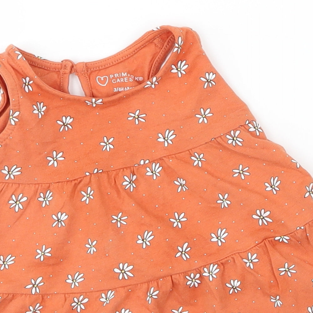Primark Girls Orange   A-Line  Size 3-6 Months  - flowers