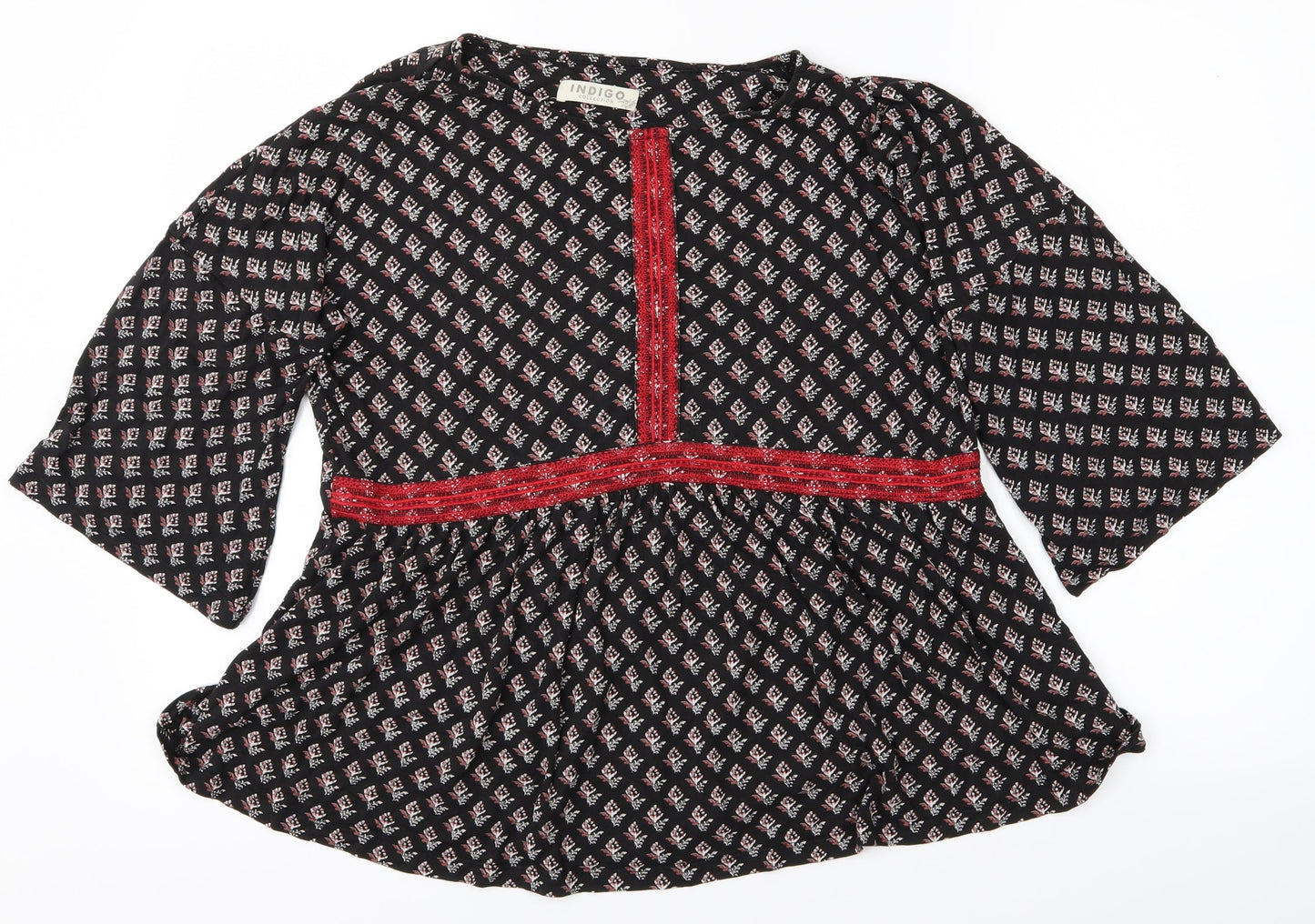 Marks and Spencer Womens Black Geometric  Shirt Dress  Size 12  - Flower detail