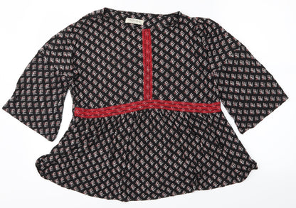Marks and Spencer Womens Black Geometric  Shirt Dress  Size 12  - Flower detail