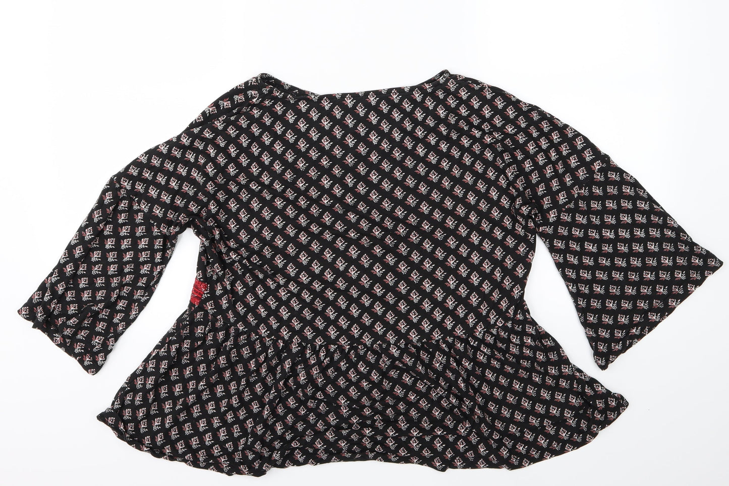 Marks and Spencer Womens Black Geometric  Shirt Dress  Size 12  - Flower detail
