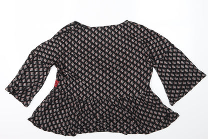 Marks and Spencer Womens Black Geometric  Shirt Dress  Size 12  - Flower detail