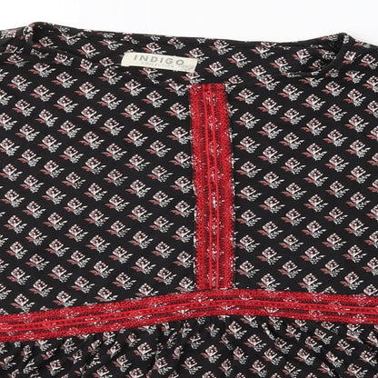 Marks and Spencer Womens Black Geometric  Shirt Dress  Size 12  - Flower detail