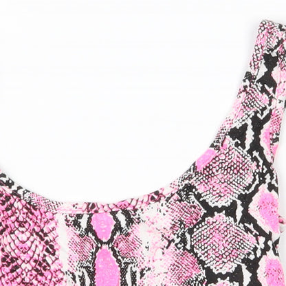 Pretty Little Thing Womens Pink Geometric  Basic Blouse Size 8