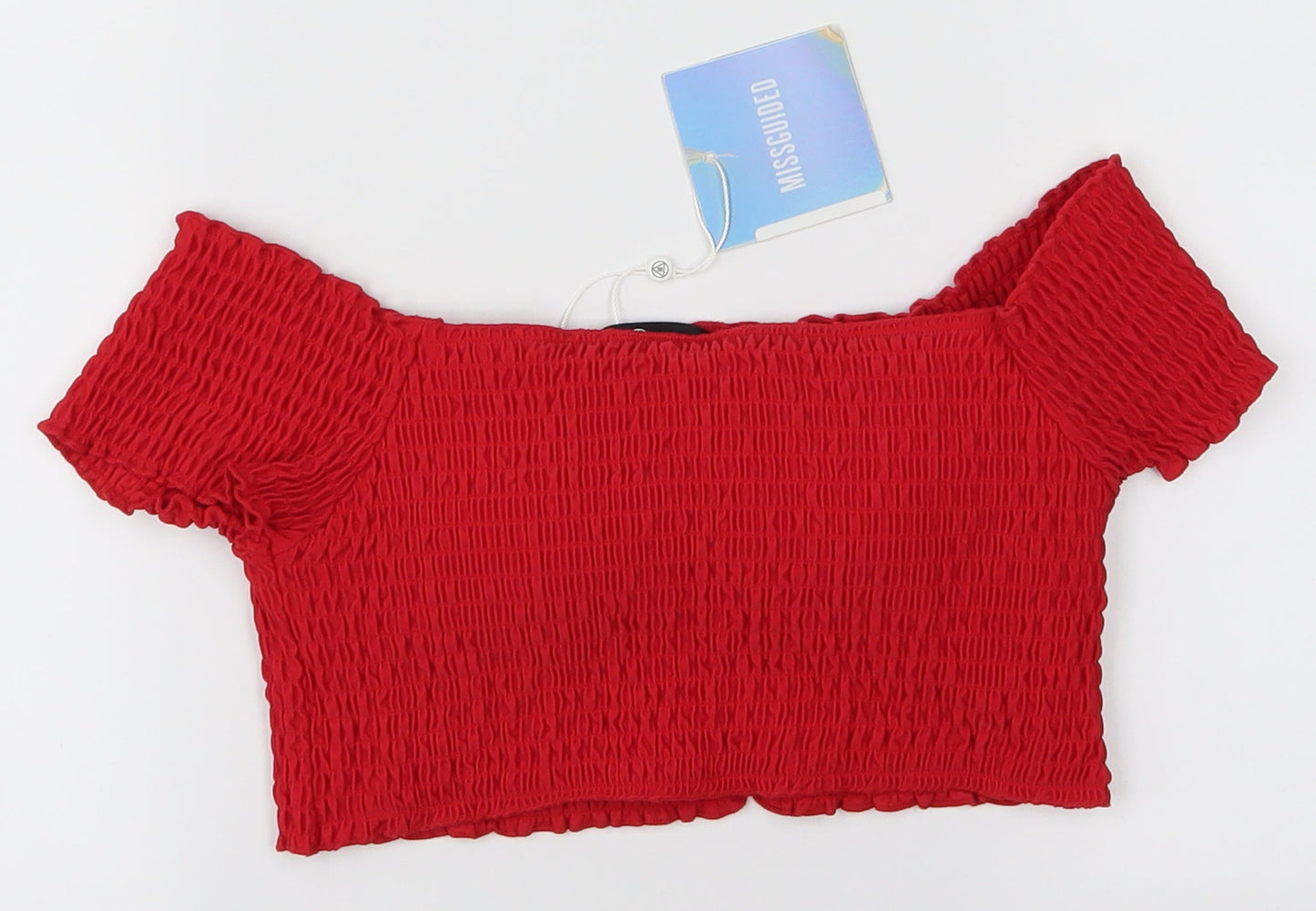 Womens UK Size 10 Missguided Red Cropped T-Shirt