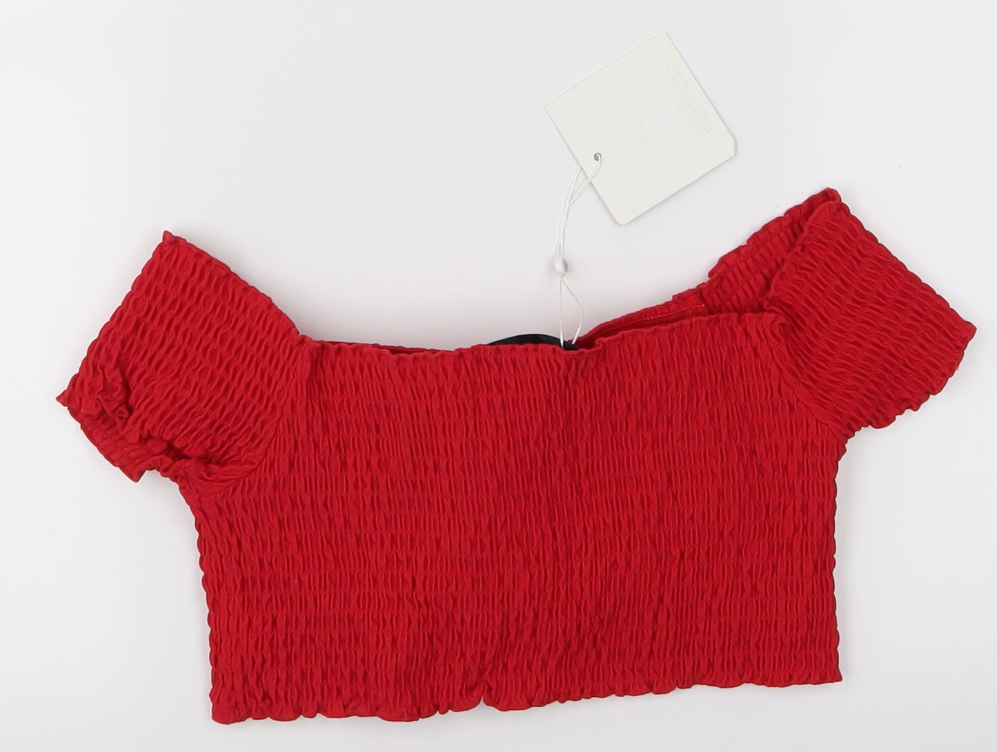 Womens UK Size 10 Missguided Red Cropped T-Shirt