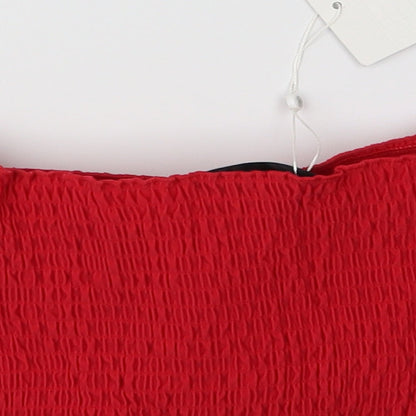 Womens UK Size 10 Missguided Red Cropped T-Shirt