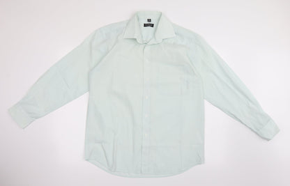 Mens UK Size 15.5 City Classic Green  Button-Up Long Sleeve Casual Shirt