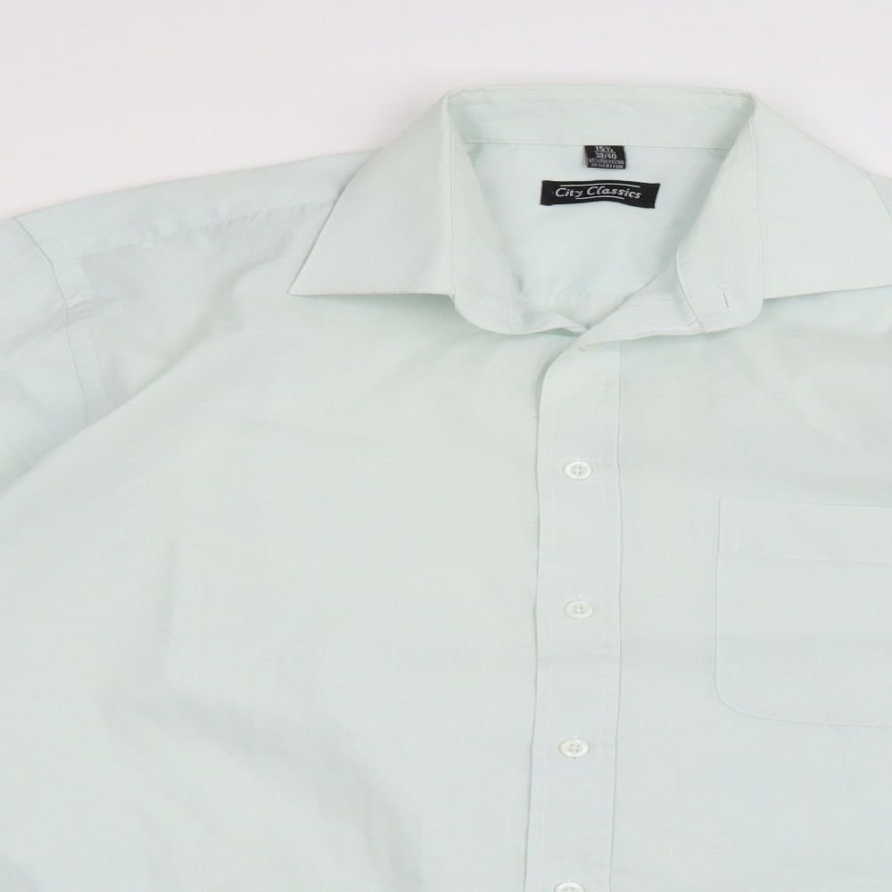 Mens UK Size 15.5 City Classic Green  Button-Up Long Sleeve Casual Shirt