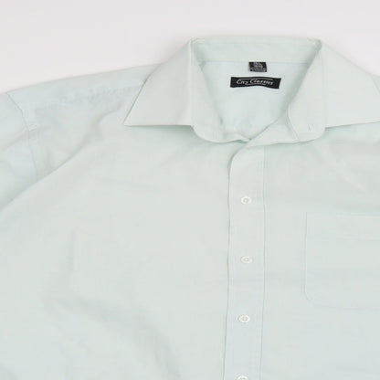Mens UK Size 15.5 City Classic Green  Button-Up Long Sleeve Casual Shirt