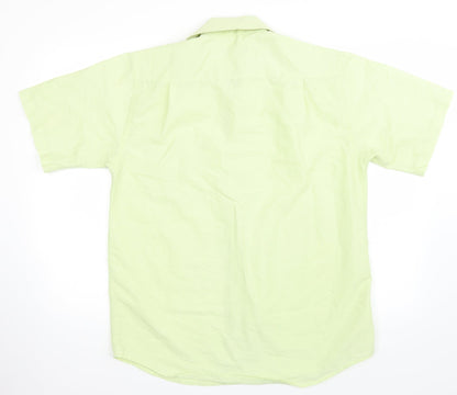 Mens UK Size 15.5 Biente Green  Button-Up Short Sleeve Casual Shirt