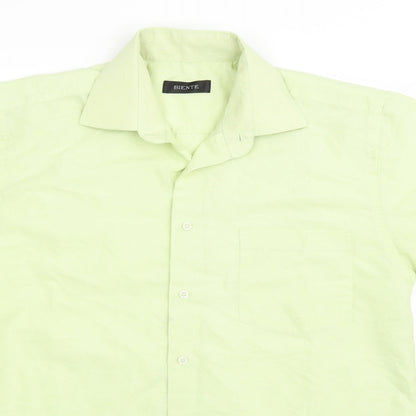 Mens UK Size 15.5 Biente Green  Button-Up Short Sleeve Casual Shirt