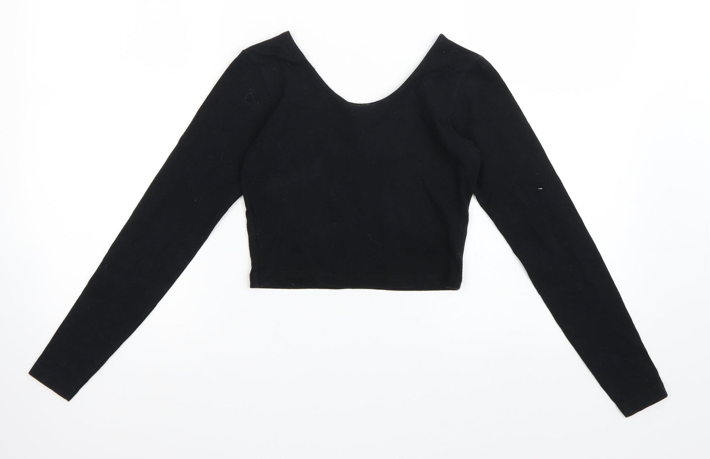 Womens UK Size S American Apparel Black Cropped T-Shirt