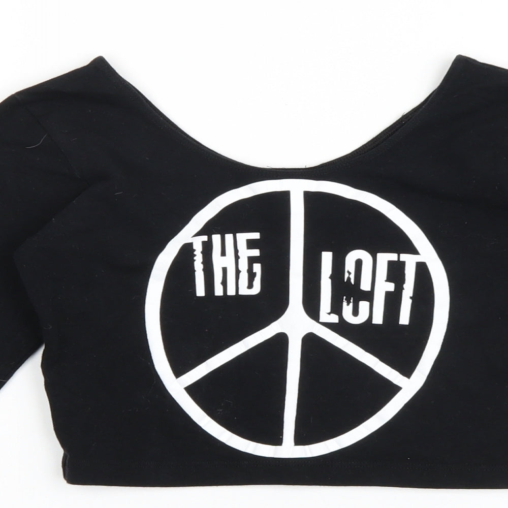 Womens UK Size S American Apparel Black Cropped T-Shirt