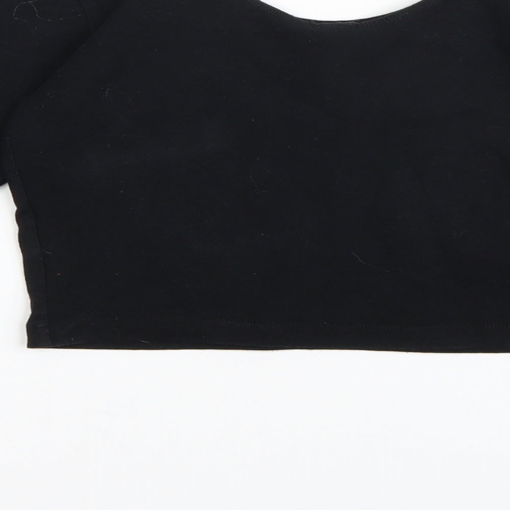 Womens UK Size S American Apparel Black Cropped T-Shirt