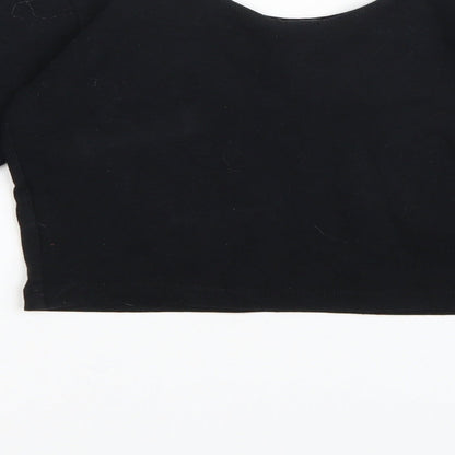 Womens UK Size S American Apparel Black Cropped T-Shirt