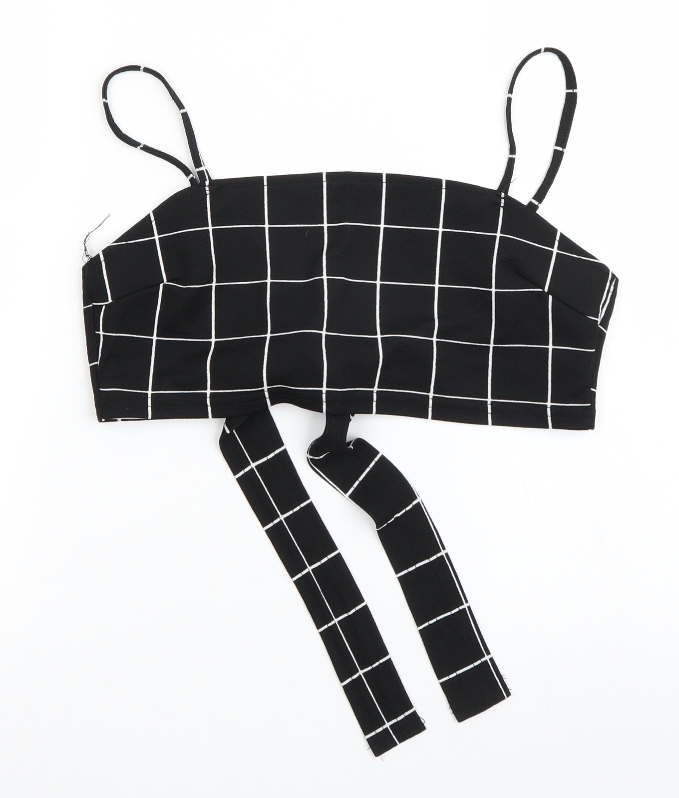 SheIn Womens Black Striped  Cropped Tank Size S  - Tie Back