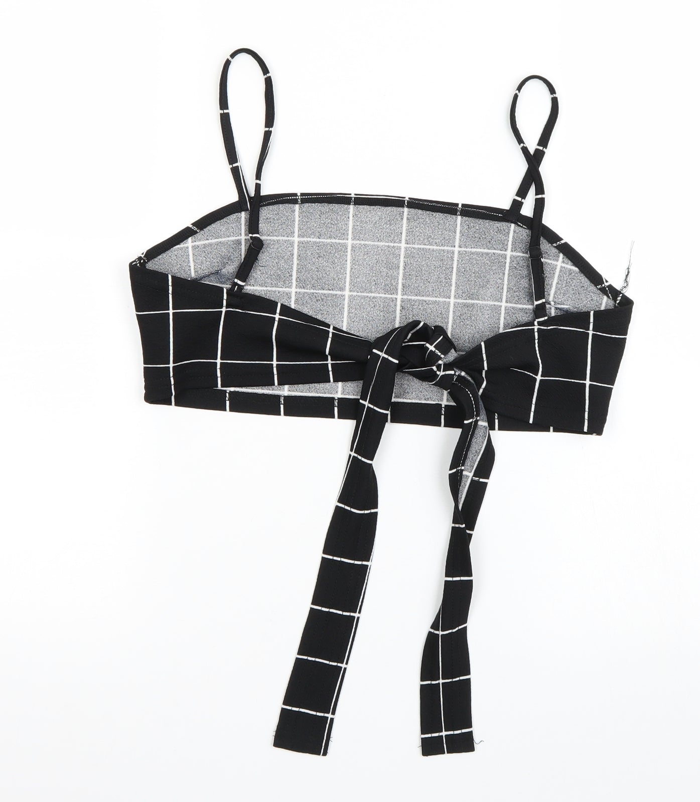 SheIn Womens Black Striped  Cropped Tank Size S  - Tie Back