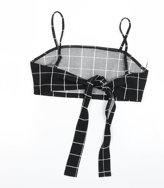 SheIn Womens Black Striped  Cropped Tank Size S  - Tie Back