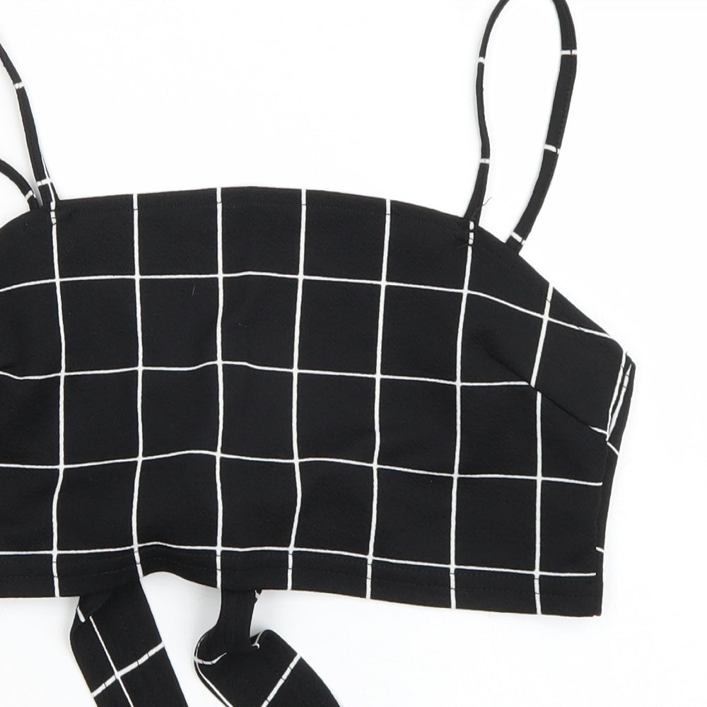 SheIn Womens Black Striped  Cropped Tank Size S  - Tie Back