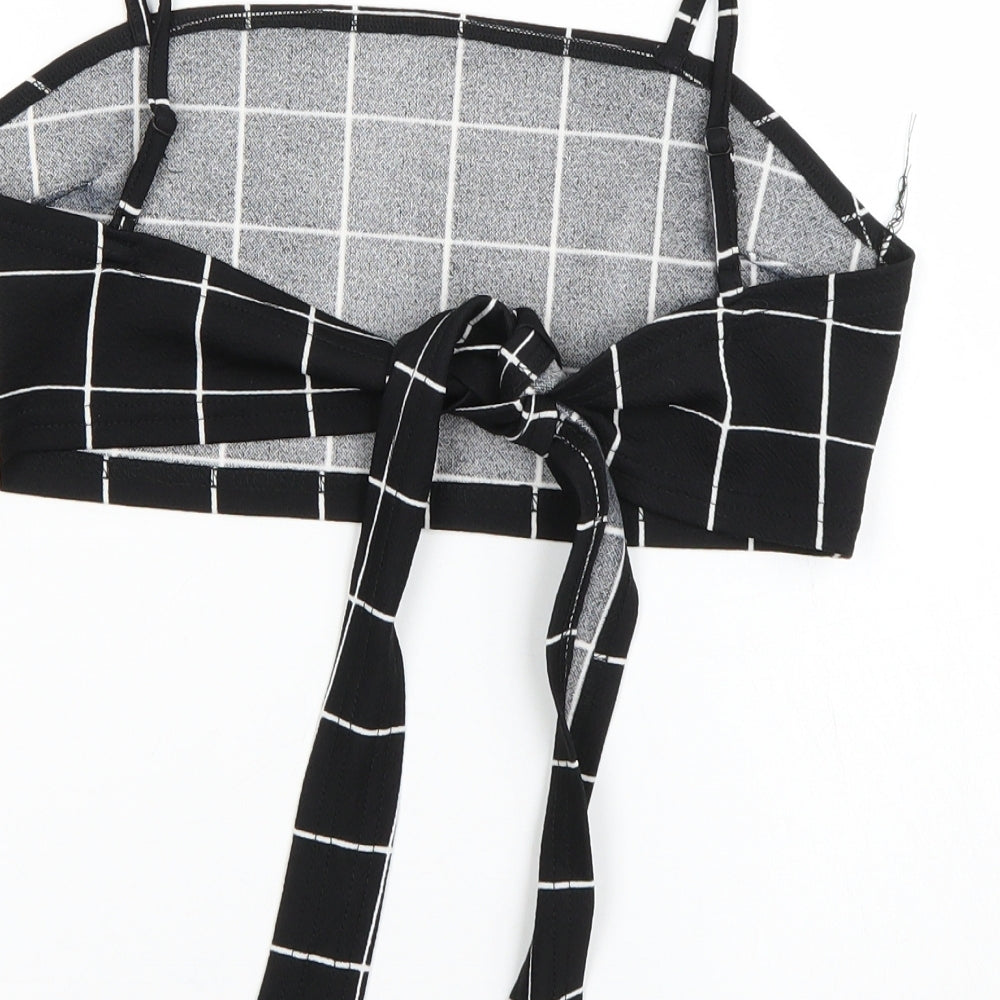 SheIn Womens Black Striped  Cropped Tank Size S  - Tie Back