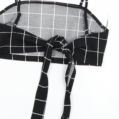 SheIn Womens Black Striped  Cropped Tank Size S  - Tie Back