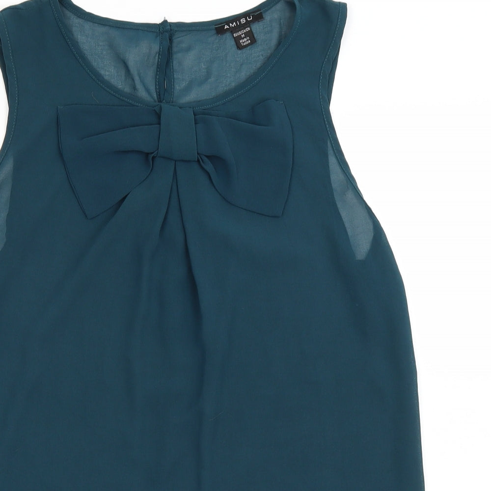 Womens UK Size M Amisu Blue Basic Tank