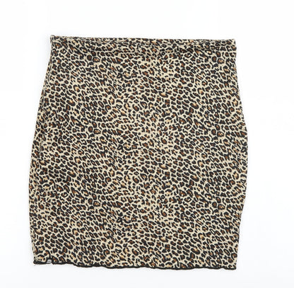 SheIn Womens Brown Animal Print  Mini Skirt Size S