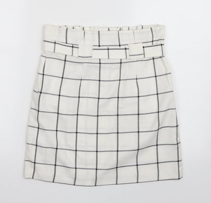 Miss Selfridge Womens White Check  Mini Skirt Size 8